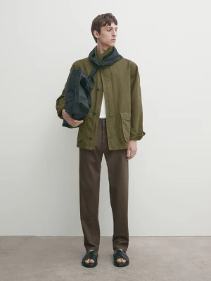 Denimowe Spodnie Relax Fit - Khaki - - Massimo Dutti - Mężczyzna