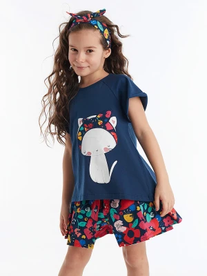 Denokids 2-częściowy zestaw "Cat&Flowers" w kolorze granatowym ze wzorem rozmiar: 122