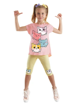 Denokids 2-częściowy zestaw "Cat Friends" w kolorze jasnoróżowo-żółtym rozmiar: 104