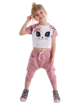 Denokids 2-częściowy zestaw "Cat" w kolorze jasnoróżowo-białym rozmiar: 128