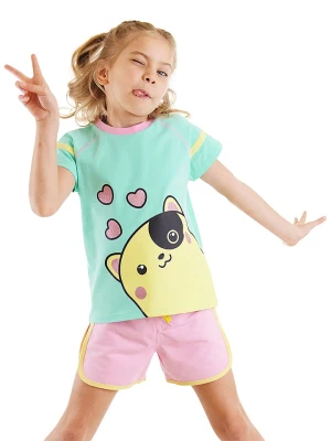 Denokids 2-częściowy zestaw "Hearts" w kolorze turkusowo-jasnoróżowym rozmiar: 122
