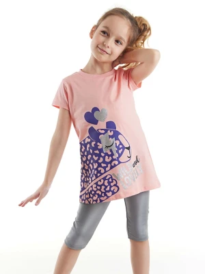 Denokids 2-częściowy zestaw "Leopard" w kolorze brzoskwiniowo-szarym rozmiar: 134