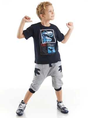Denokids 2-częściowy zestaw "T-rex Info" w kolorze szaro-czarnym rozmiar: 122