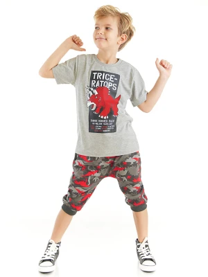Denokids 2-częściowy zestaw "Triceratops" w kolorze szarym ze wzorem rozmiar: 122