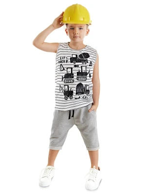 Denokids 2-częściowy zestaw "Vehicles" w kolorze biało-szarym rozmiar: 110