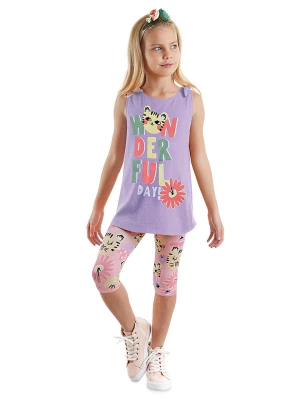 Denokids 2-częściowy zestaw "Wonderful Cat" w kolorze fioletowym ze wzorem rozmiar: 116