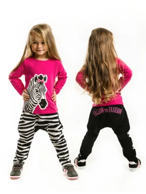 Denokids 2-częściowy zestaw "Zebra Fashion" w kolorze czarno-różowym rozmiar: 122