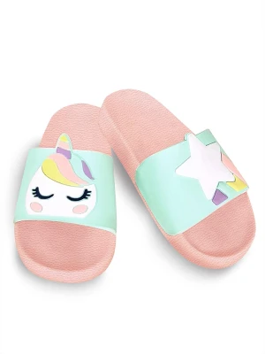 Denokids Klapki "Unicorn" w kolorze turkusowo-jasnoróżowym rozmiar: 33