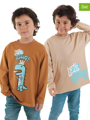 Denokids Koszulki (2 szt.) w kolorze jasnobrązowym i beżowym rozmiar: 122