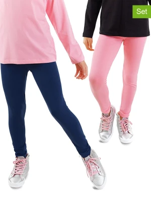 Denokids Legginsy (2 pary) w kolorze czarnym i jasnoróżowym rozmiar: 104