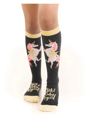 Denokids Podkolanówki "Unicorn" w kolorze antracytowym rozmiar: 116/122