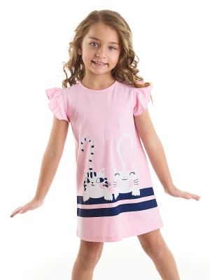 Denokids Sukienka "Cat Friends" w kolorze jasnoróżowym rozmiar: 128