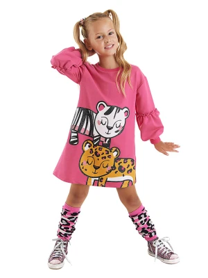 Denokids Sukienka "Leopard Zebra" w kolorze różowym rozmiar: 134