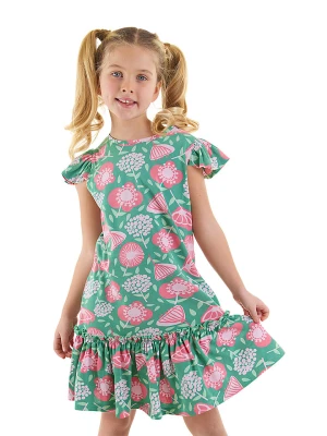 Denokids Sukienka "Pink Flowers" w kolorze zielono-różowym rozmiar: 116