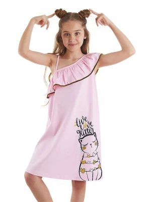 Denokids Sukienka "Romantic Cat" w kolorze jasnoróżowym rozmiar: 122
