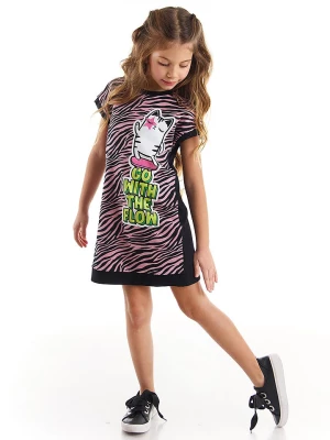 Denokids Sukienka "Skater Cat" w kolorze czarno-jasnoróżowym rozmiar: 128