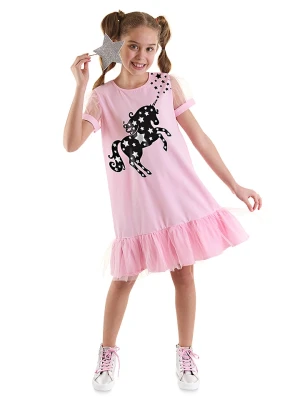 Denokids Sukienka "Stars&Unicorn" w kolorze jasnoróżowym rozmiar: 128