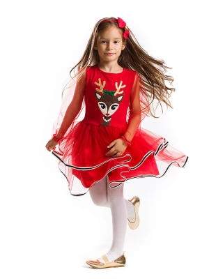 Denokids Sukienka "Tulle Deer" w kolorze czerwonym rozmiar: 128