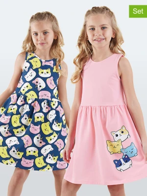 Denokids Sukienki (2 szt.) w kolorze jasnoróżowym ze wzorem rozmiar: 140