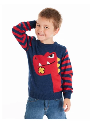 Denokids Sweter "Dino" w kolorze pomarańczowo-granatowym rozmiar: 116