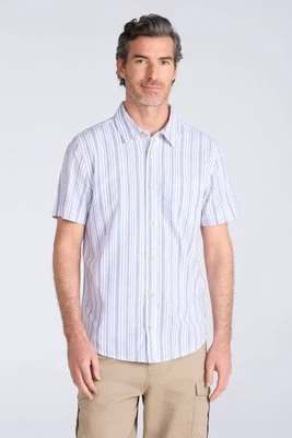 Derby koszula męska bawełniana z krótkim rękawem w paski - Blue Mountain Warehouse
