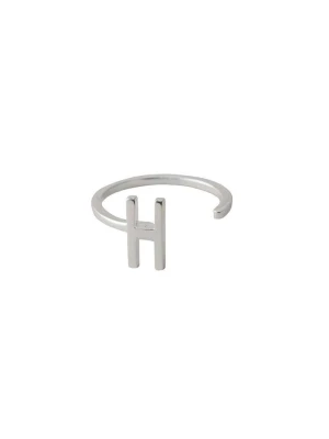 Design Letters Srebrny pierścionek "H" rozmiar: onesize