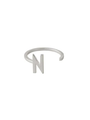 Design Letters Srebrny pierścionek "N" rozmiar: onesize