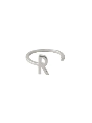 Design Letters Srebrny pierścionek "R" rozmiar: onesize
