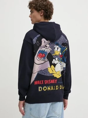 Desigual bluza ANSELMO-MICKEY męska kolor czarny z kapturem z nadrukiem 24WMSK04