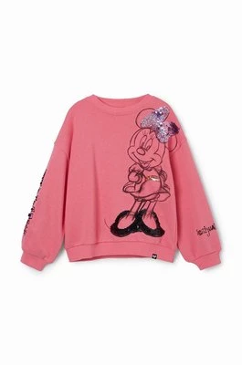 Desigual bluza bawełniana dziecięca kolor różowy z nadrukiem
