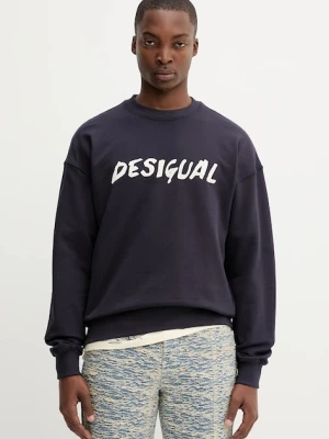 Desigual bluza bawełniana PHIL męska kolor granatowy z nadrukiem 25WMSK05