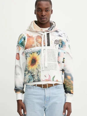 Desigual bluza BRADFORD męska kolor beżowy z kapturem wzorzysta 25WMSK11