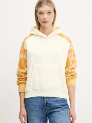 Desigual bluza MANI damska kolor beżowy z kapturem wzorzysta 25WWSK07