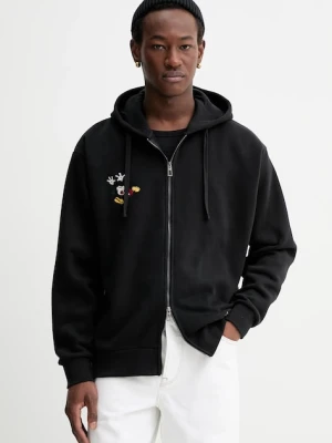 Desigual bluza MIXED DISNEY męska kolor czarny z kapturem wzorzysta 25WMSK15