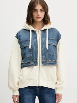 Desigual bluza TRUCKER damska kolor beżowy z kapturem gładka 25WWSK06
