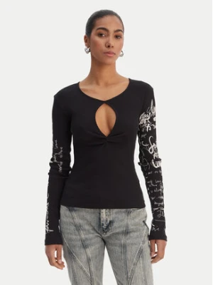 Desigual Bluzka 26SWTK18 Czarny Slim Fit