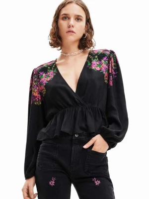 Desigual bluzka damska kolor czarny wzorzysta