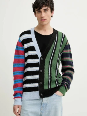 Desigual kardigan z domieszką wełny MIDSTRIPES męski kolor multikolor 25SMJK02