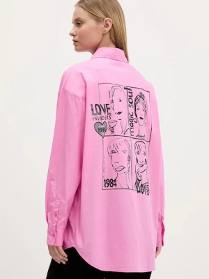 Desigual koszula bawełniana GIRLS damska kolor różowy relaxed z kołnierzykiem klasycznym 25WWCW16