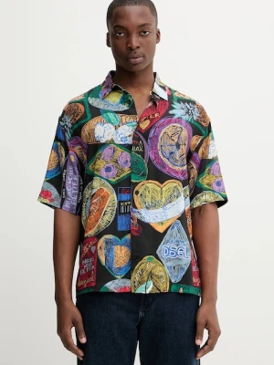 Desigual koszula LIMA męska kolor czarny relaxed z kołnierzykiem klasycznym 25WMCW10