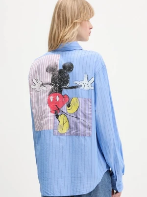 Desigual koszula MICKYSTRIPES damska kolor niebieski relaxed z kołnierzykiem klasycznym 25WWCW19