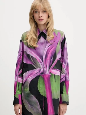 Desigual koszula ORQUIDEA damska kolor zielony relaxed z kołnierzykiem klasycznym 25WWCW20