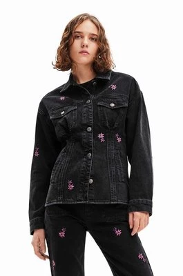 Desigual kurtka jeansowa 23WWED33 WOMAN DENIM TRUCKER JACKET damska kolor czarny przejściowa