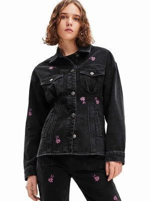 Desigual kurtka jeansowa 23WWED33 WOMAN DENIM TRUCKER JACKET damska kolor czarny przejściowa