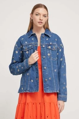 Desigual kurtka jeansowa damska kolor niebieski przejściowa oversize