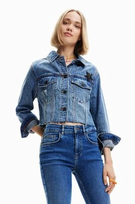 Desigual kurtka jeansowa dziecięca damska kolor niebieski przejściowa