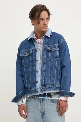 Desigual kurtka jeansowa ILLINOIS męska kolor granatowy przejściowa oversize 24WMED05