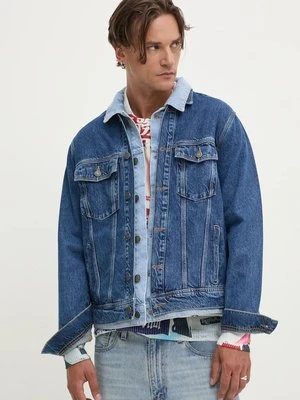 Desigual kurtka jeansowa ILLINOIS męska kolor granatowy przejściowa oversize 24WMED05