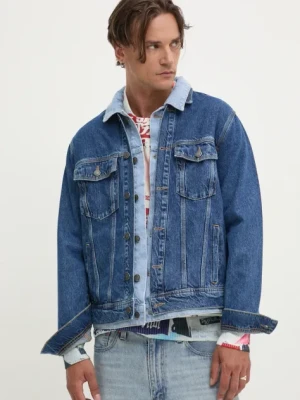 Desigual kurtka jeansowa ILLINOIS męska kolor granatowy przejściowa oversize 24WMED05