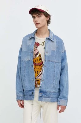 Desigual kurtka jeansowa ROLANDO męska kolor niebieski przejściowa oversize 24SMED05CHEAPER